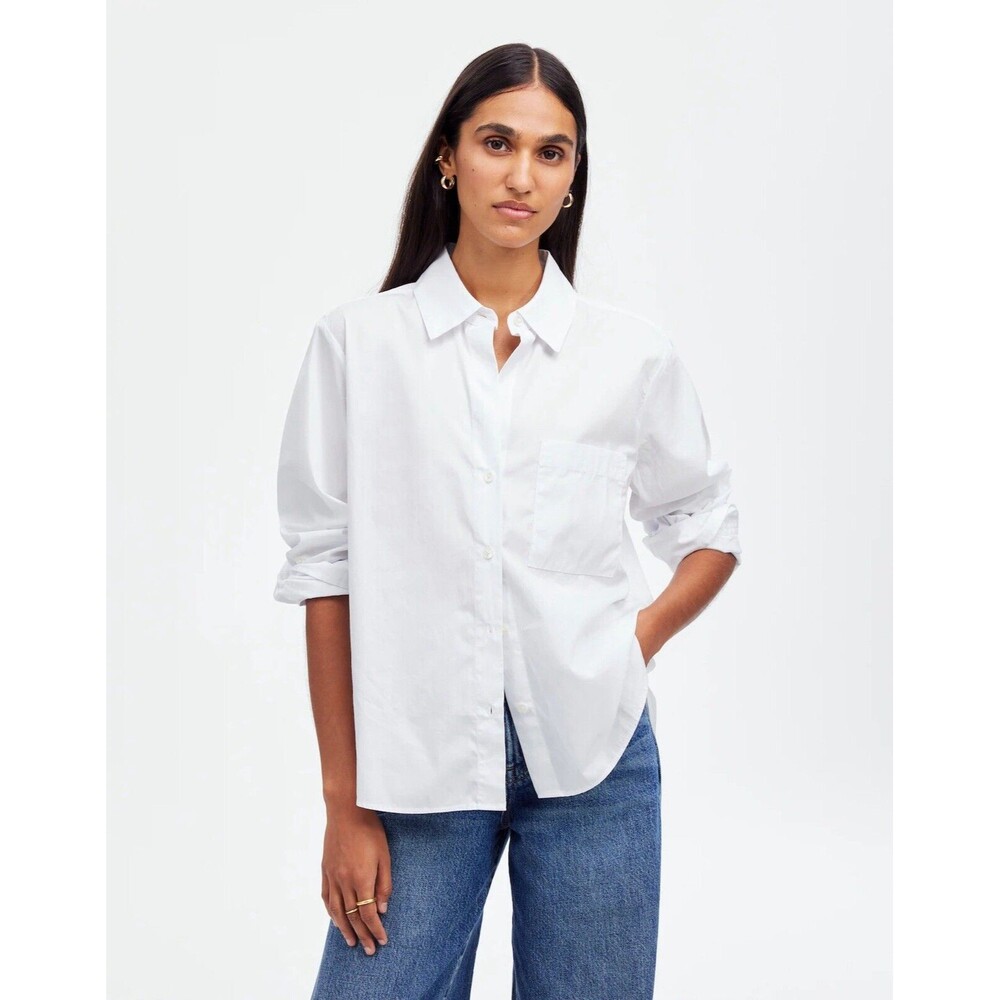 Madewell Easy Y-Neck Button-Up Shirt NWT Size L Large